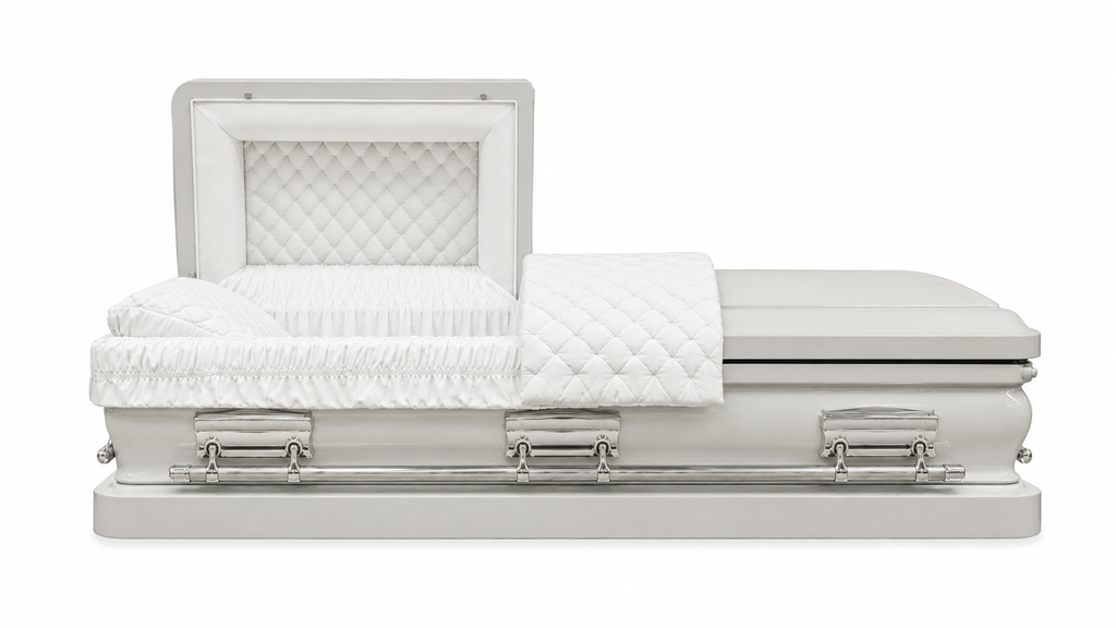 White Finish & Silver Highlight With White Velvet Interior